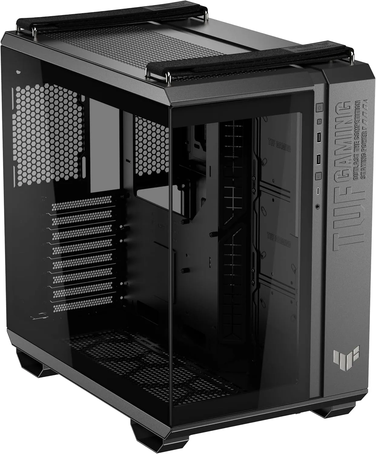 ASUS TUF Gaming GT502 Horizon ATX Mid-Tower Gaming Case (Boundless Panoramic Design, Dual-Chamber, Independent CPU and GPU Cooling Zones, Tool-Free Side Panels, USB 10 Gbps Type-C Front Panel)