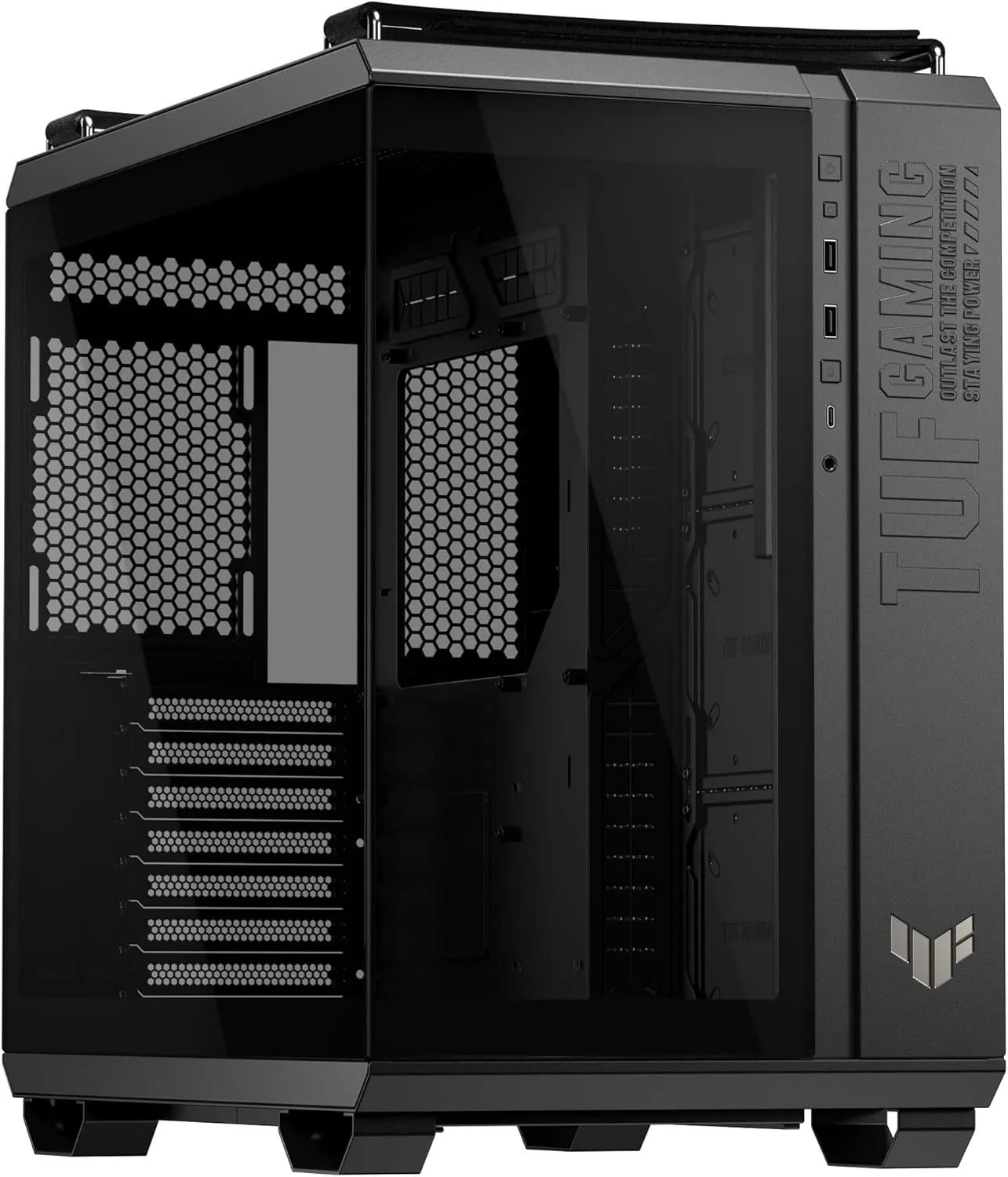 ASUS TUF Gaming GT502 Horizon ATX Mid-Tower Gaming Case (Boundless Panoramic Design, Dual-Chamber, Independent CPU and GPU Cooling Zones, Tool-Free Side Panels, USB 10 Gbps Type-C Front Panel)