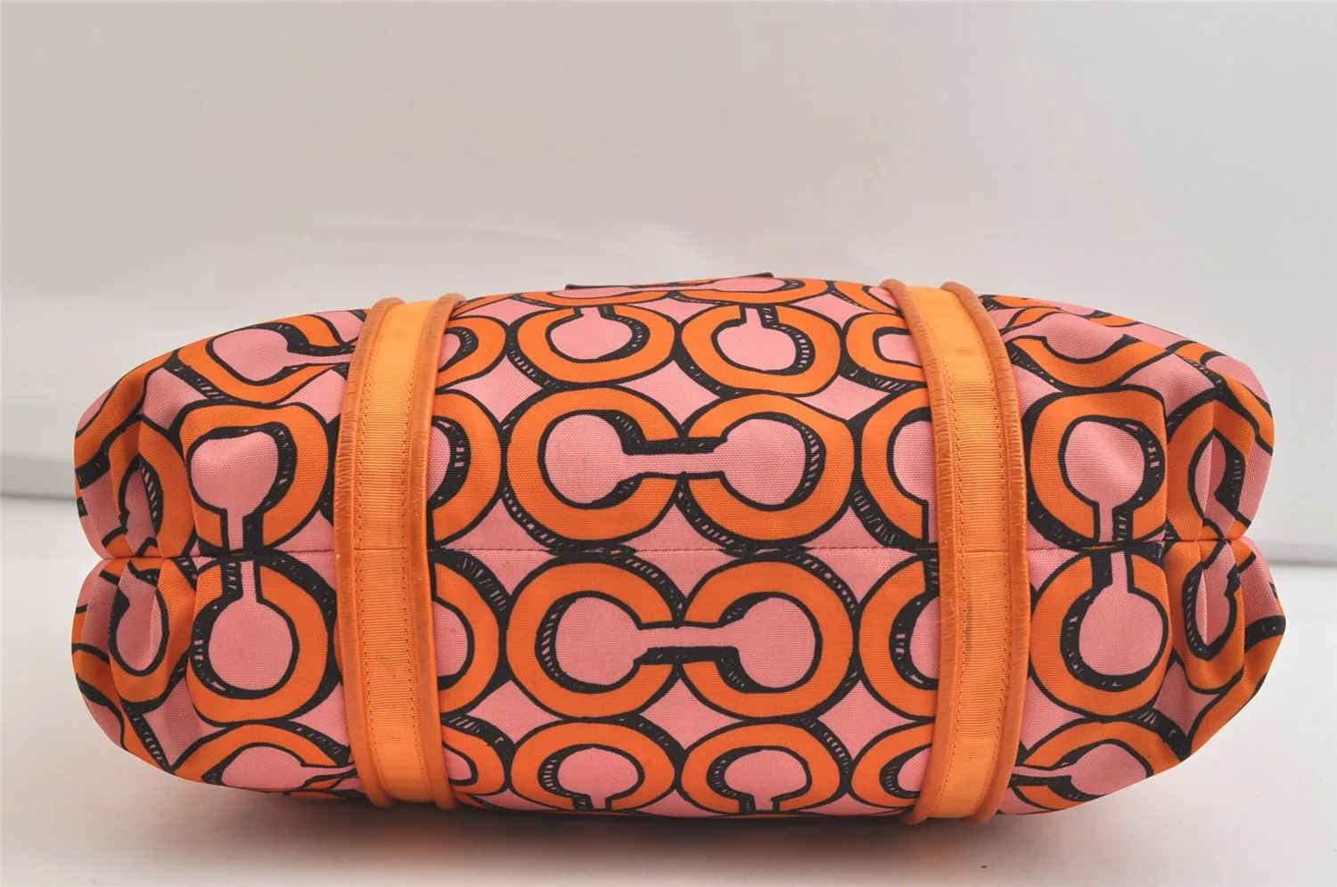 Auth COACH 3D Op Artgram POPPY Tote Bag Canvas Enamel 14983 Pink Orange 4373K