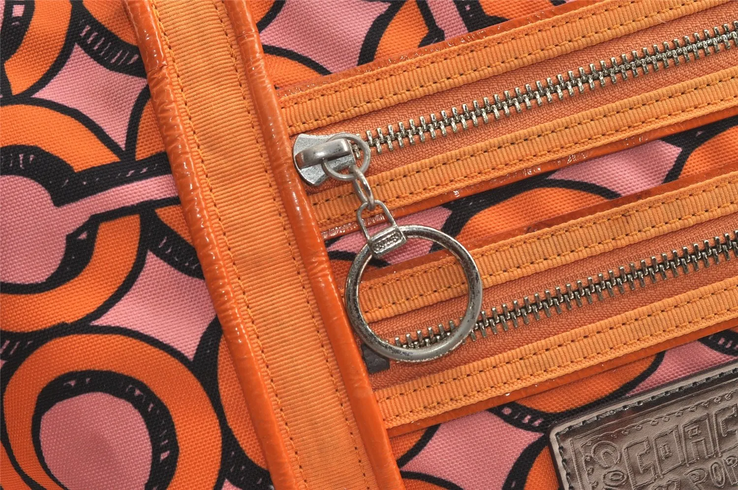 Auth COACH 3D Op Artgram POPPY Tote Bag Canvas Enamel 14983 Pink Orange 4373K