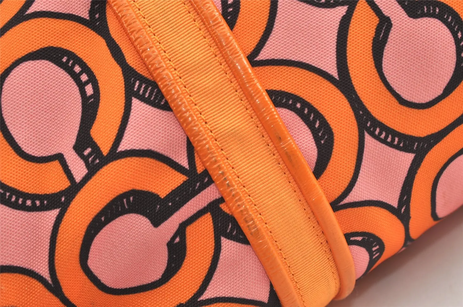 Auth COACH 3D Op Artgram POPPY Tote Bag Canvas Enamel 14983 Pink Orange 4373K