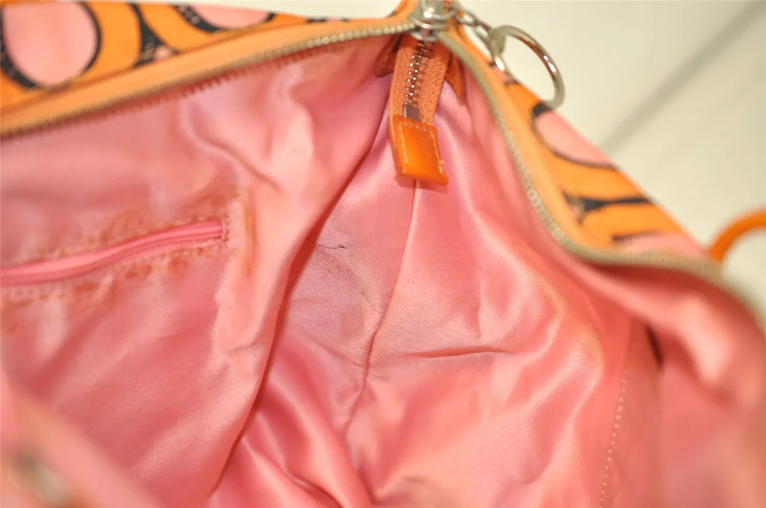Auth COACH 3D Op Artgram POPPY Tote Bag Canvas Enamel 14983 Pink Orange 4373K
