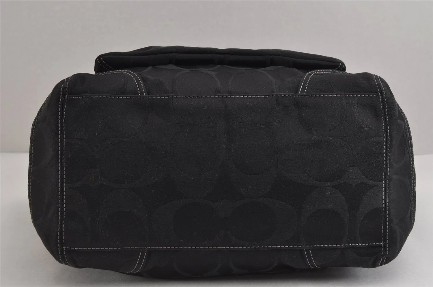 Authentic COACH Signature 2Way Shoulder Tote Bag Canvas Leather Black 3803J