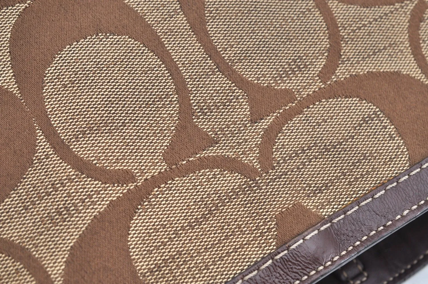 Authentic COACH Signature Shoulder Tote Bag Canvas Enamel 10124 Brown K4356