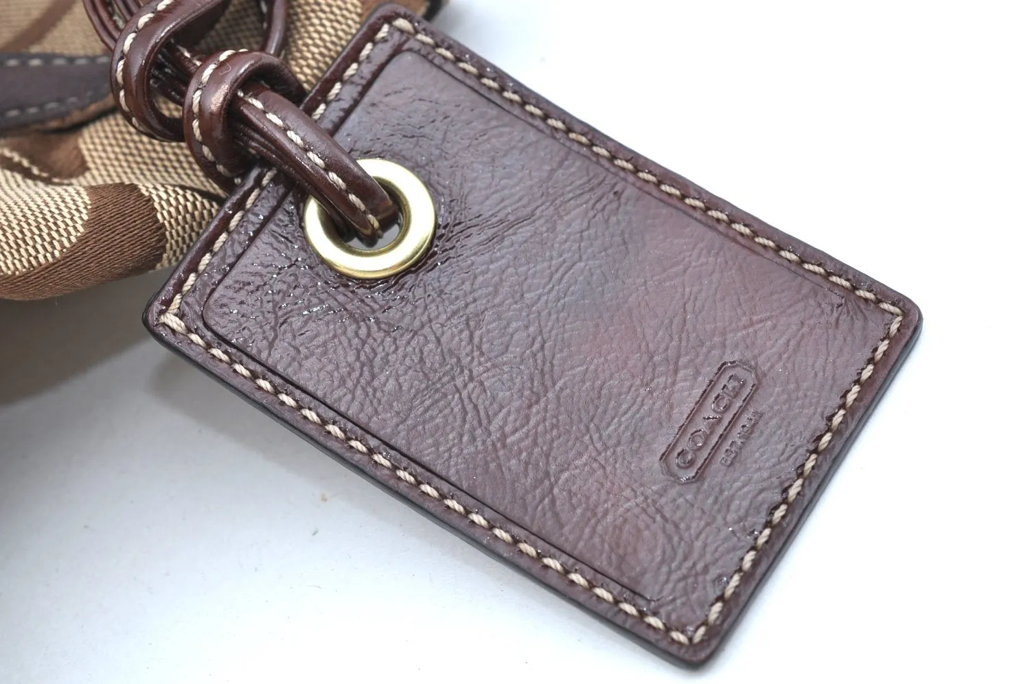 Authentic COACH Signature Shoulder Tote Bag Canvas Enamel 10124 Brown K4356