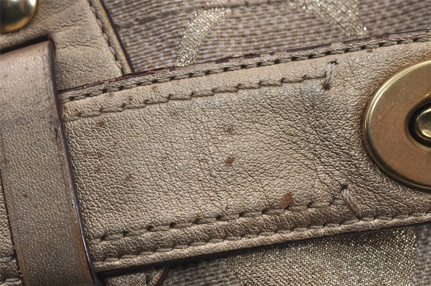 Authentic COACH Signature Shoulder Tote Bag Canvas Leather 13535 Beige 8401J