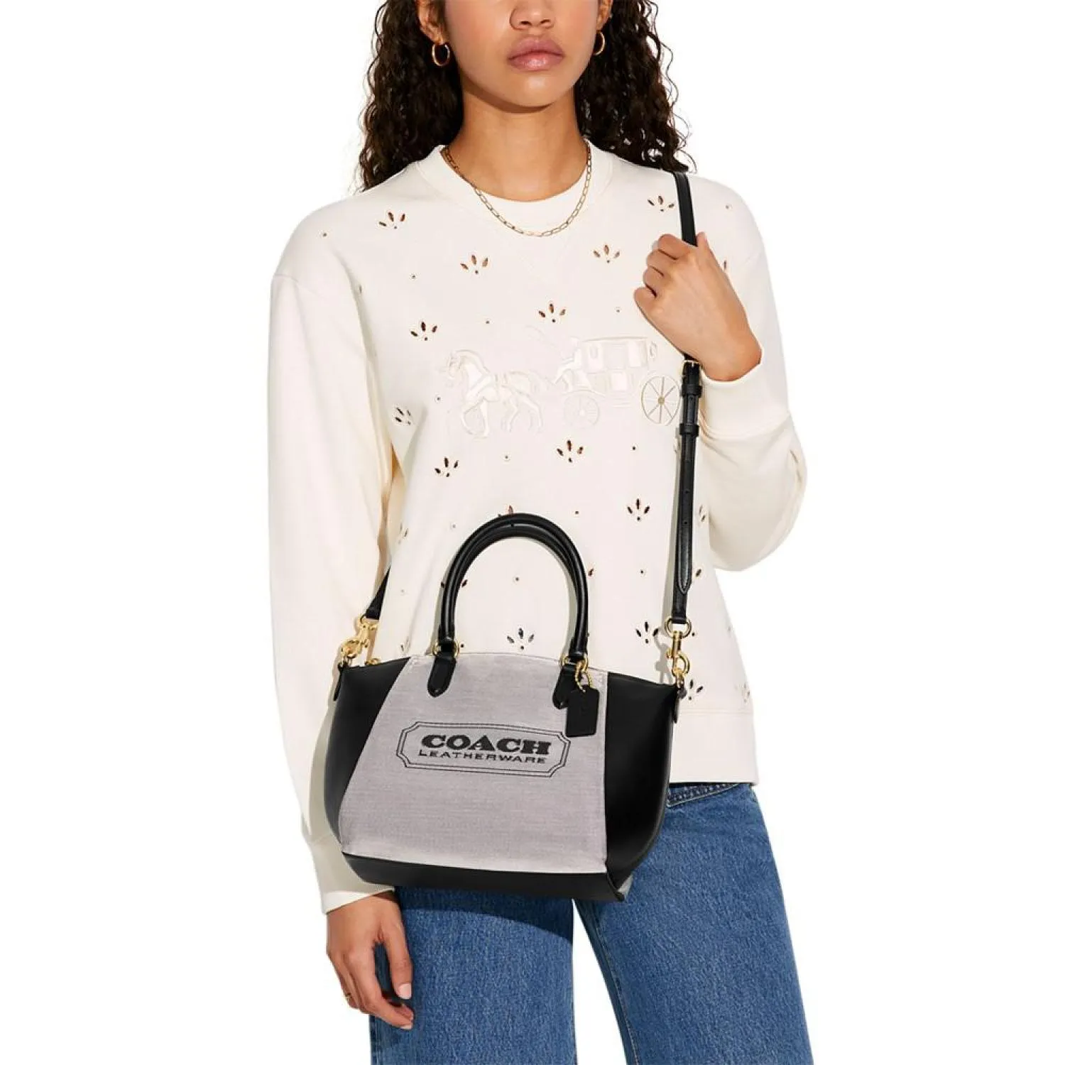 Badge Jacquard Elise Satchel with Convertible Straps - Macy's Exclusive