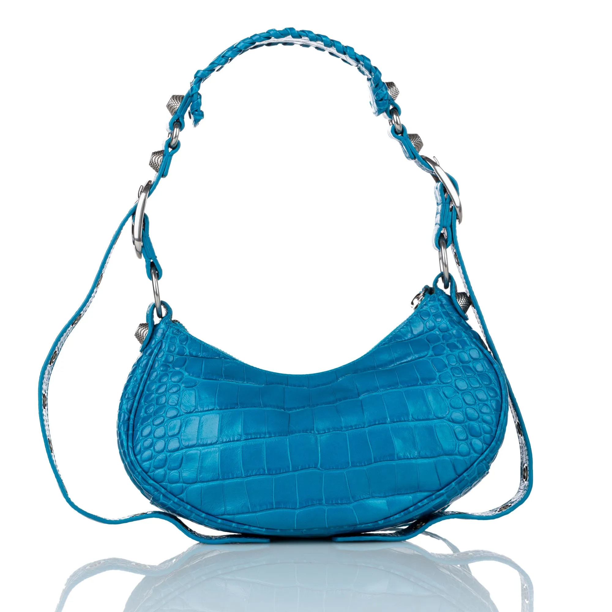 Balenciaga Croc Embossed Motocross Le Cagole Shoulder Bag - '20s