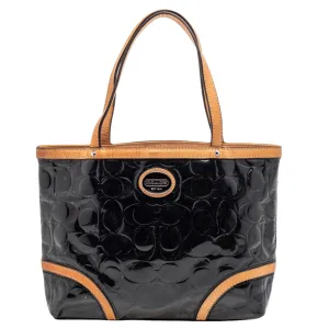 Black/Beige Patent Leather Peyton Tote