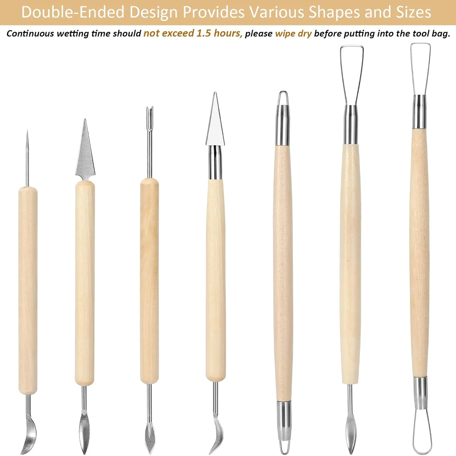 Blisstime 18PCS Clay Sculpting Tools, Basic Clay Pottery Carving Tool Kit with Wooden Handles and Tool Bag