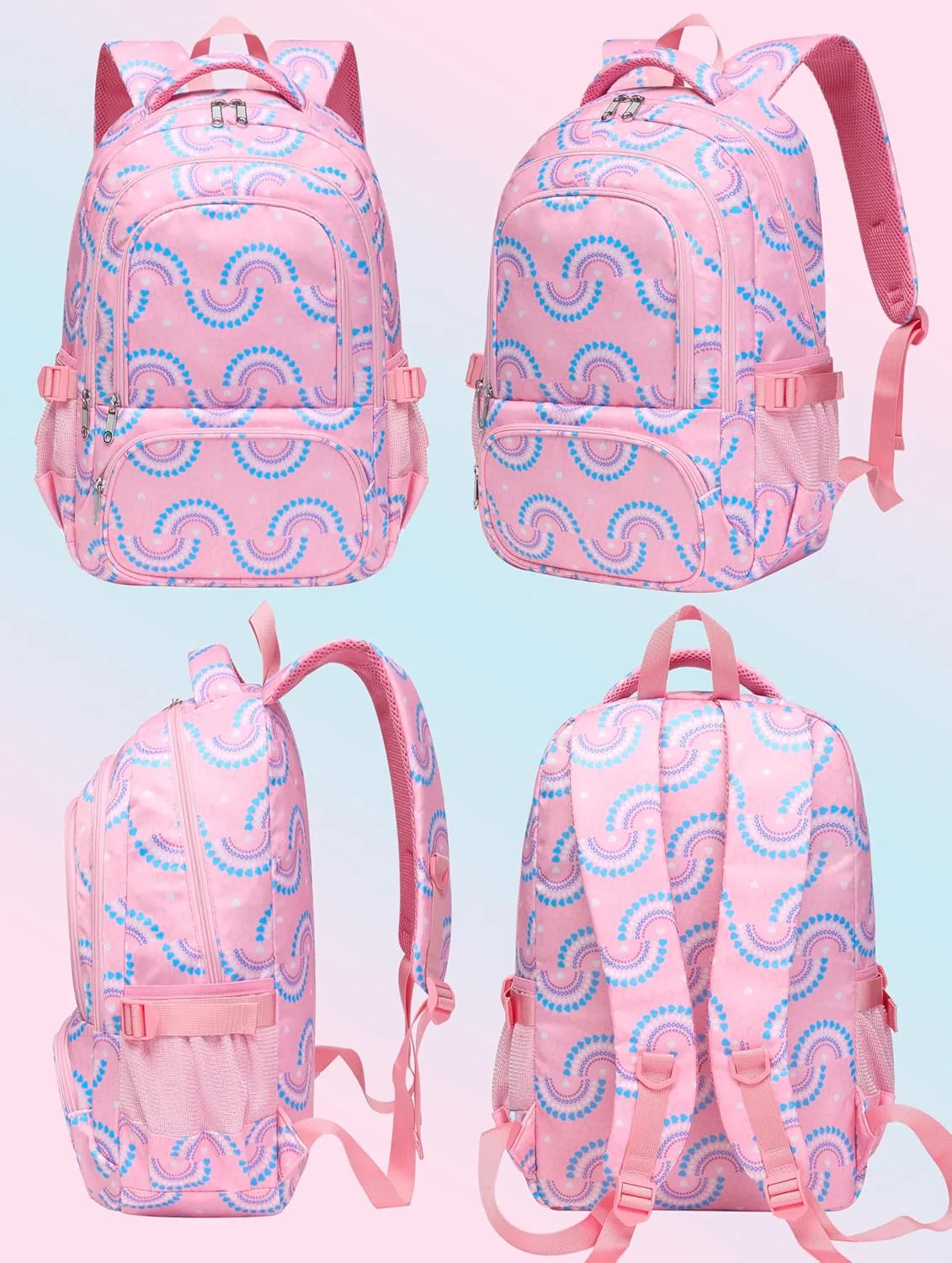 BLUEFAIRY Kids Backpacks for Boys Girls Elementary Primary Middle School Bookbags Back to School Bags for Childs Age 6-8 Mochilas Escolares para Nios Nias 17 Inch Peach Pink