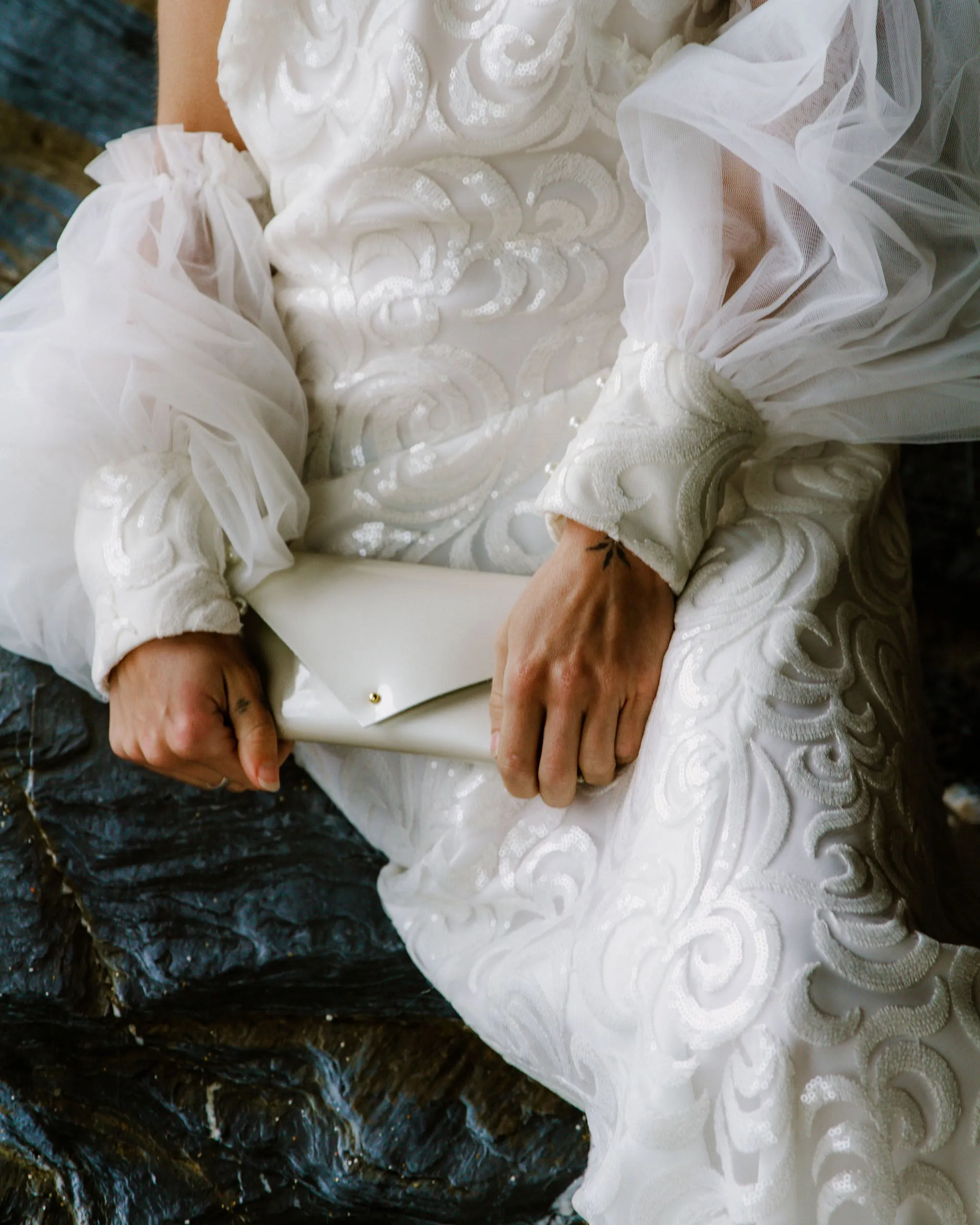 Bridal Patent Pearl Envelope Clutch Bag