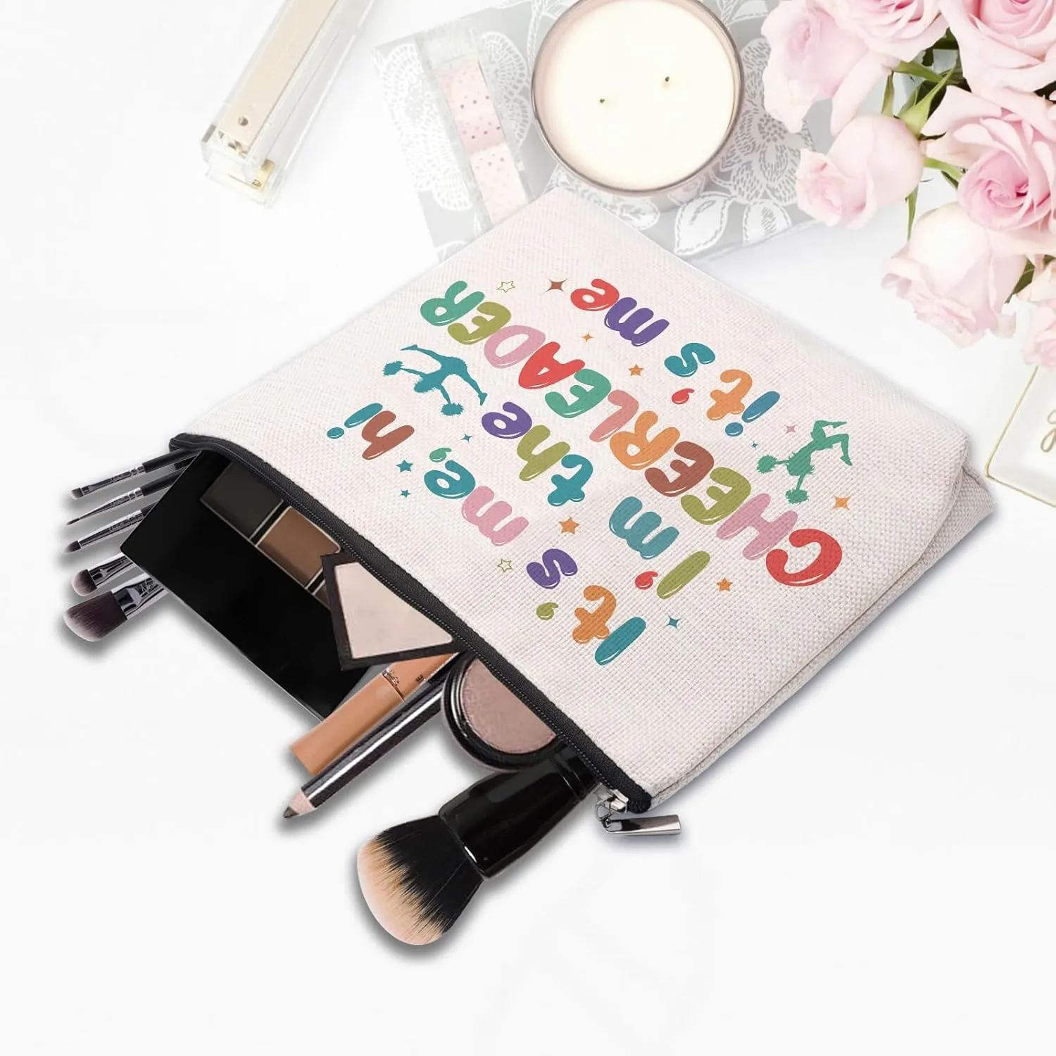 Cheerleading Gifts Makeup Bag, Gifts for Cheerleaders, Cheer Bag Stuff, It's Me Hi I'm The Cheerleader Cosmetic Bag, Cheerleading Teammate Gift for Women