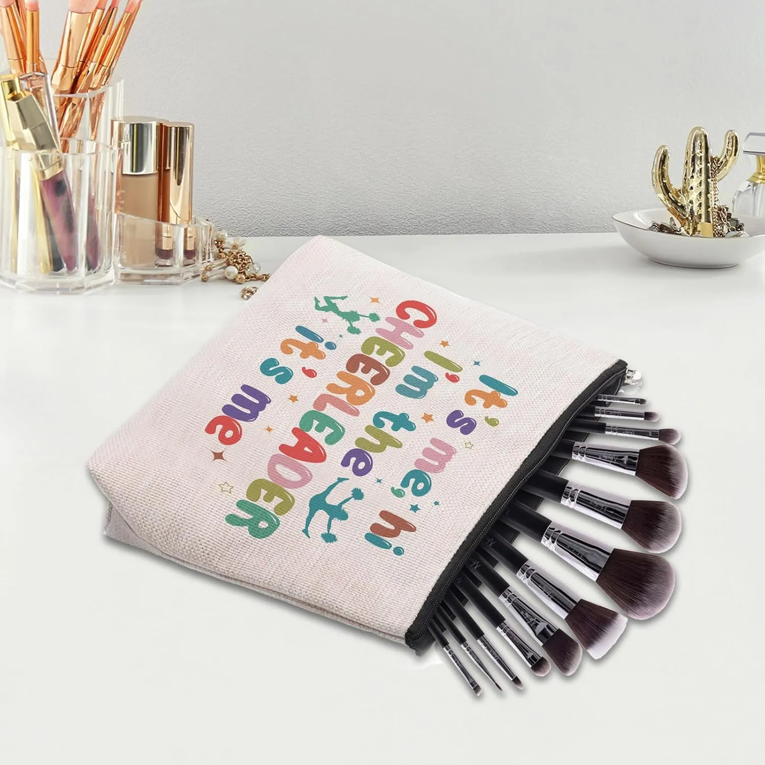 Cheerleading Gifts Makeup Bag, Gifts for Cheerleaders, Cheer Bag Stuff, It's Me Hi I'm The Cheerleader Cosmetic Bag, Cheerleading Teammate Gift for Women