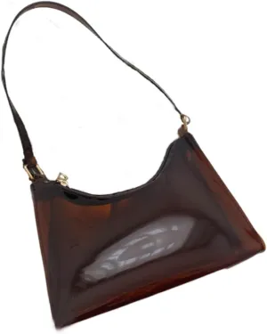 Clear Crossbody Bag with Zipper Jelly Bag Transparent Bag Beach Shoulder Bag Cute for Women Party Gift (Brown)
