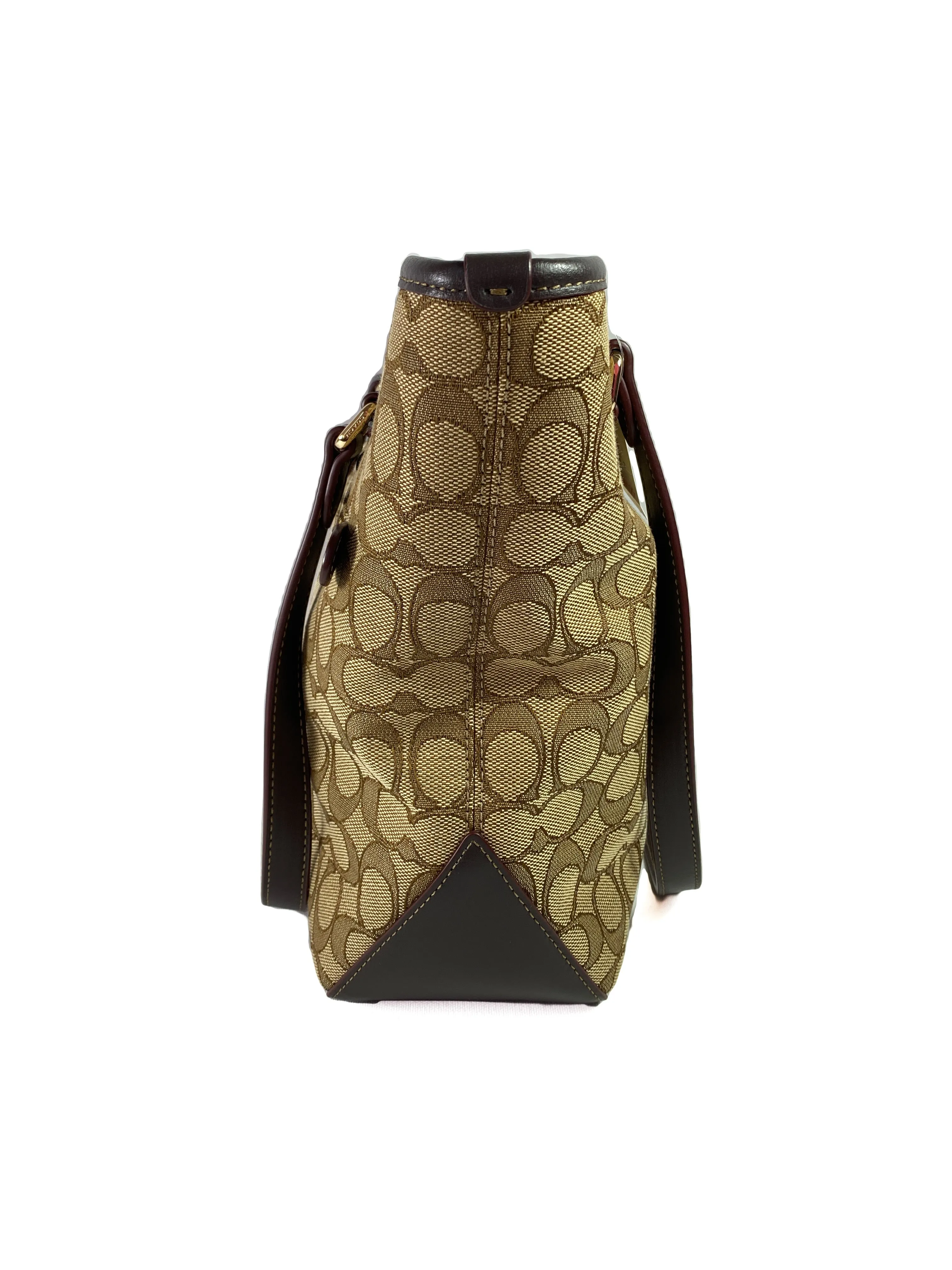 Coach brown signature zip top tote NWT