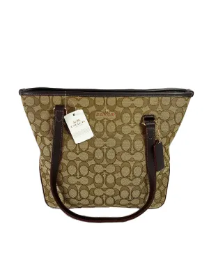 Coach brown signature zip top tote NWT