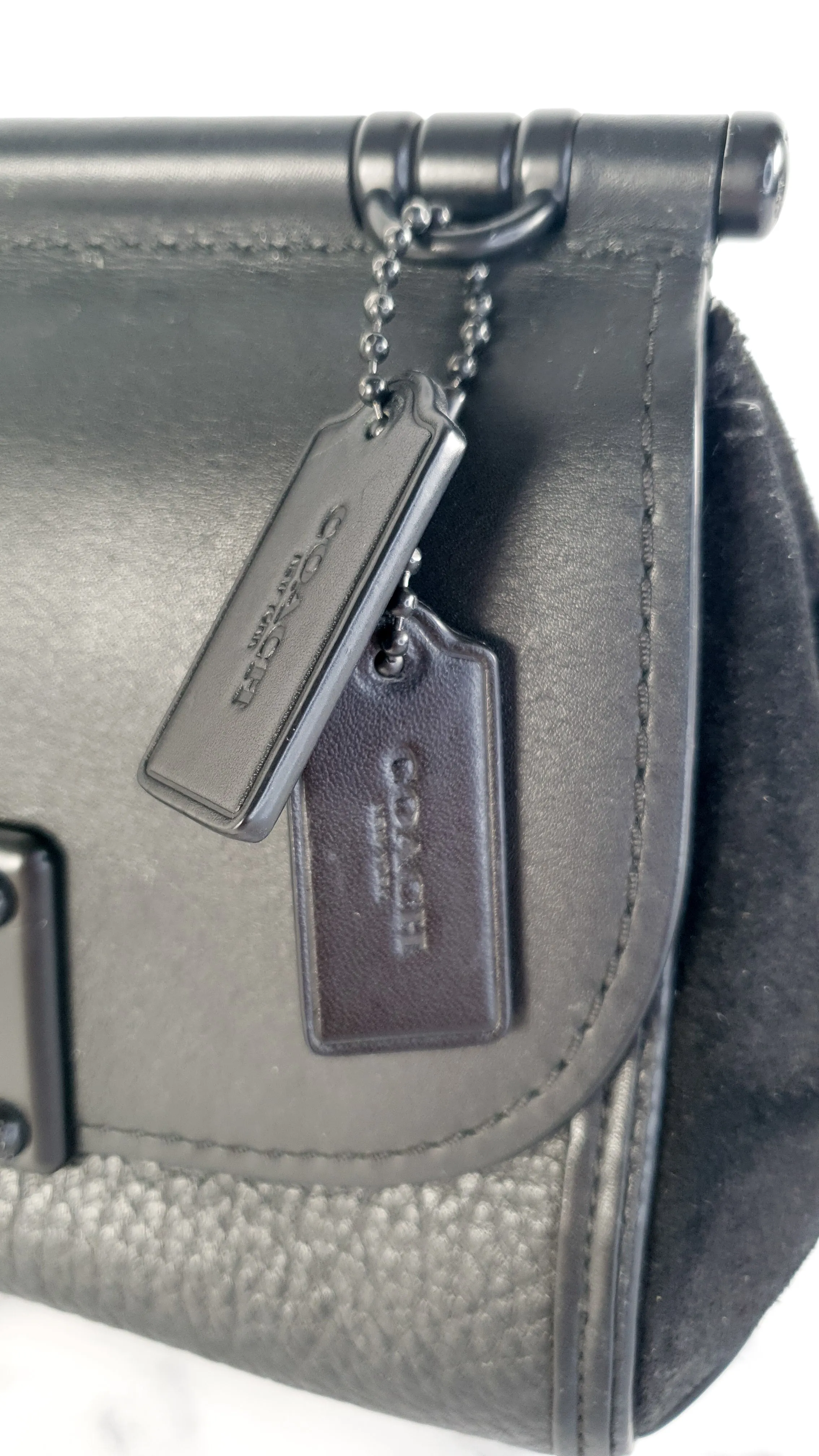 Coach Drifter Crossbody Bag in Black Leather & Suede - Coach 59048