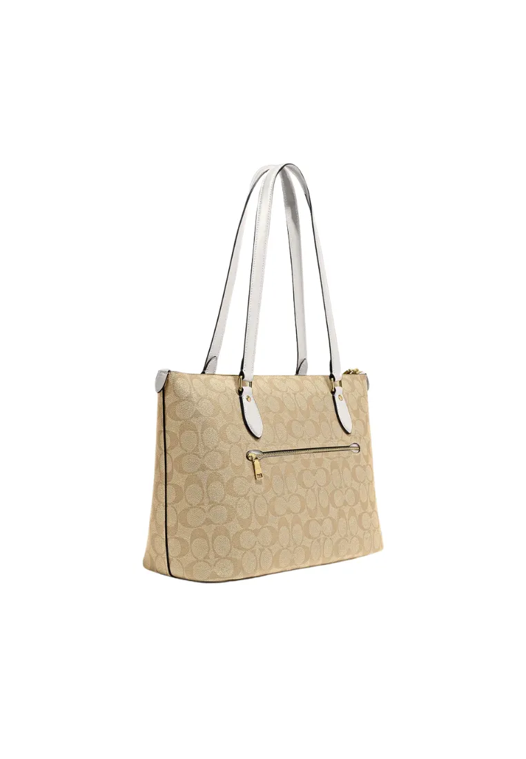 Coach Gallery Tote Bag SIgnature In Light Khaki CS187