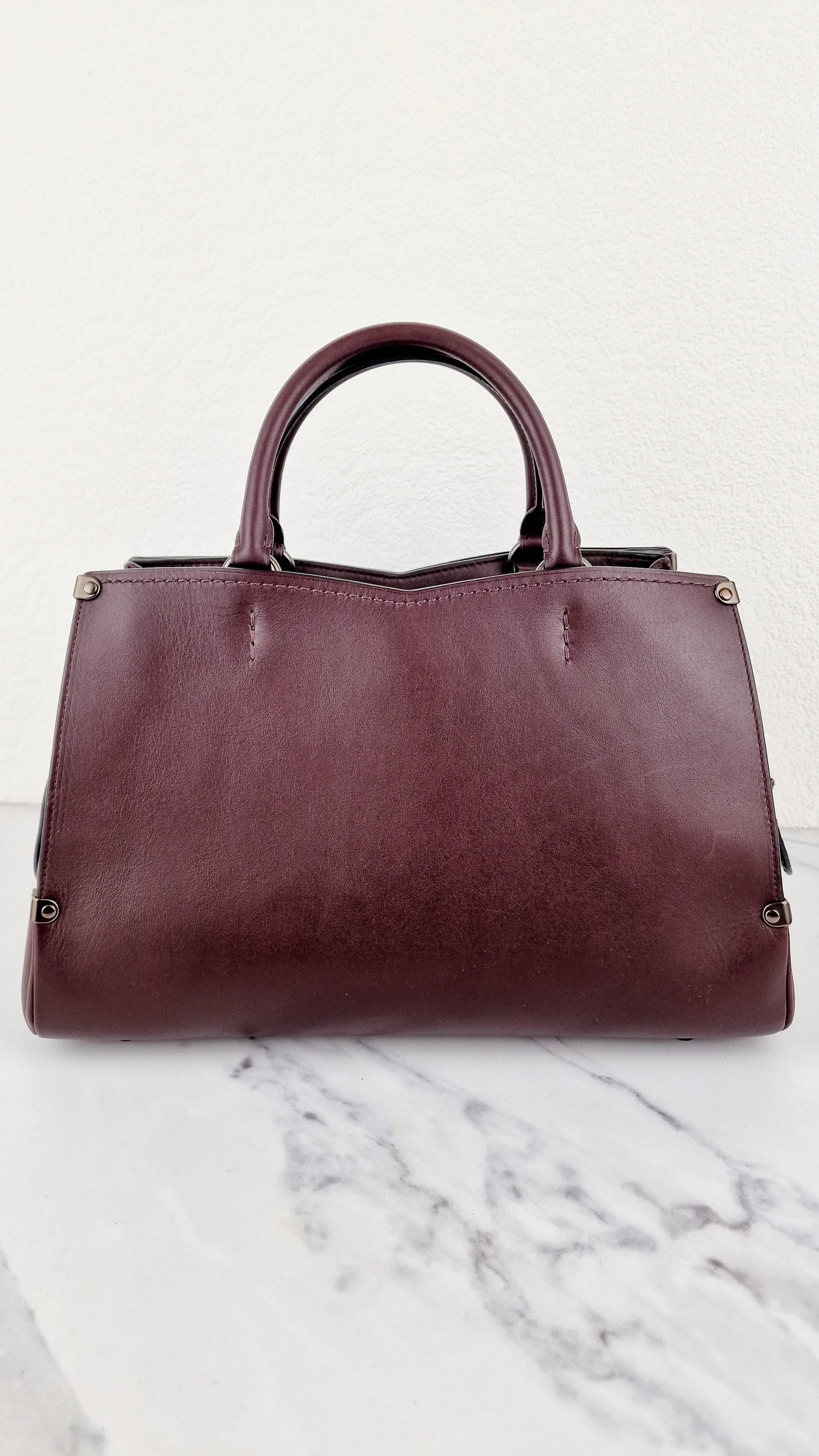 Coach Mason Carryall in Oxblood Smooth Leather with Snakeskin - Coach 38717