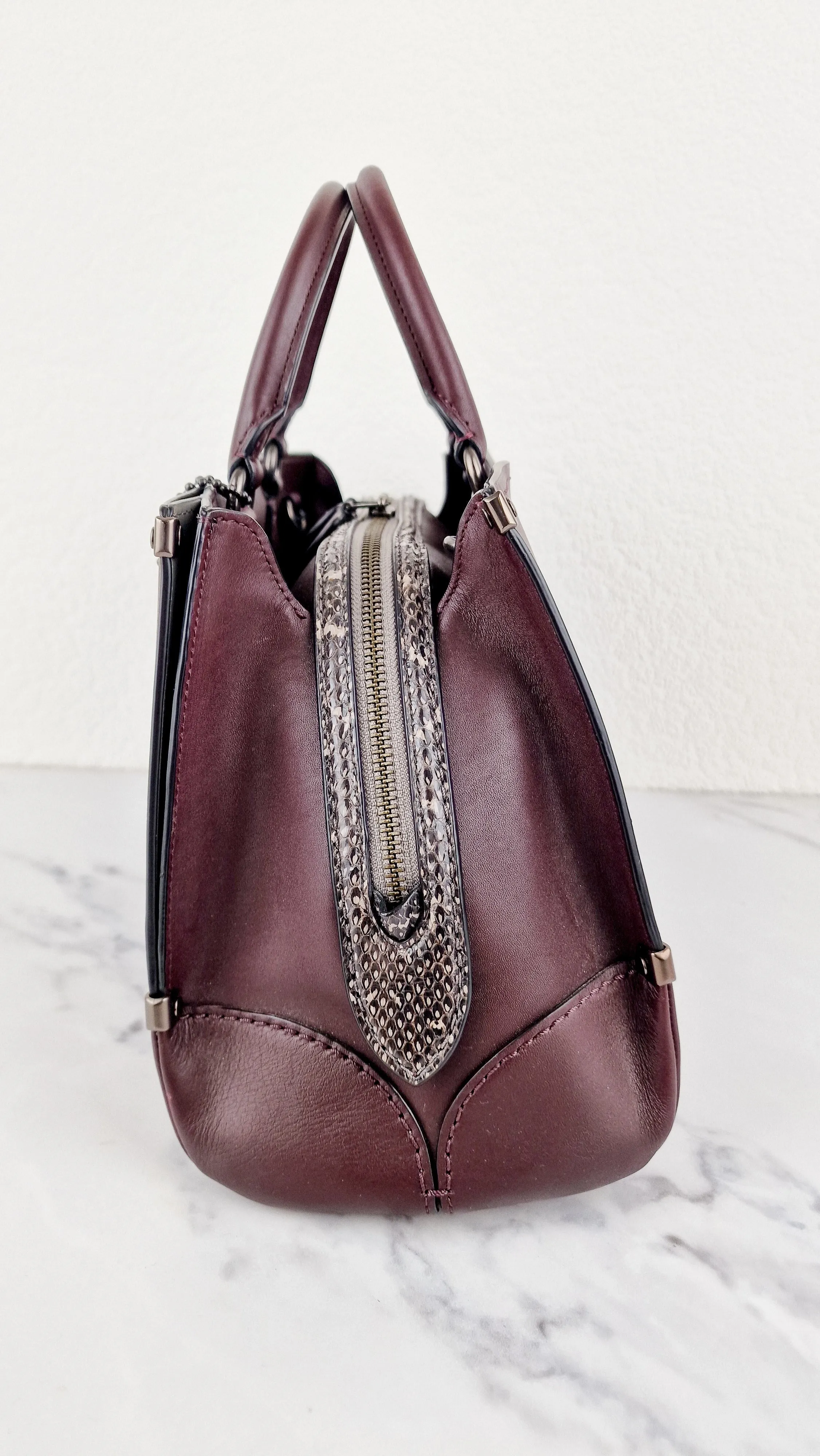 Coach Mason Carryall in Oxblood Smooth Leather with Snakeskin - Coach 38717