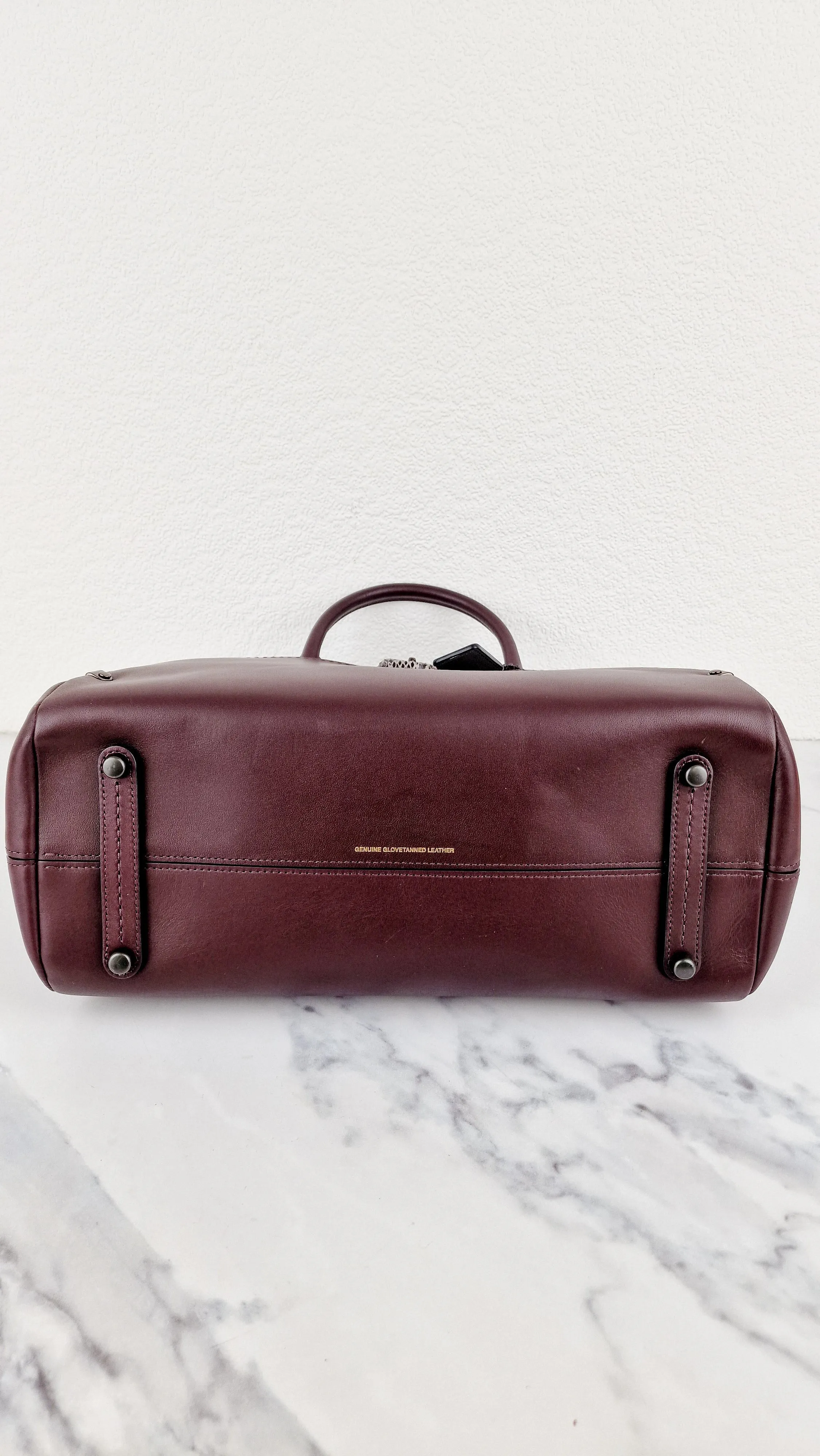 Coach Mason Carryall in Oxblood Smooth Leather with Snakeskin - Coach 38717