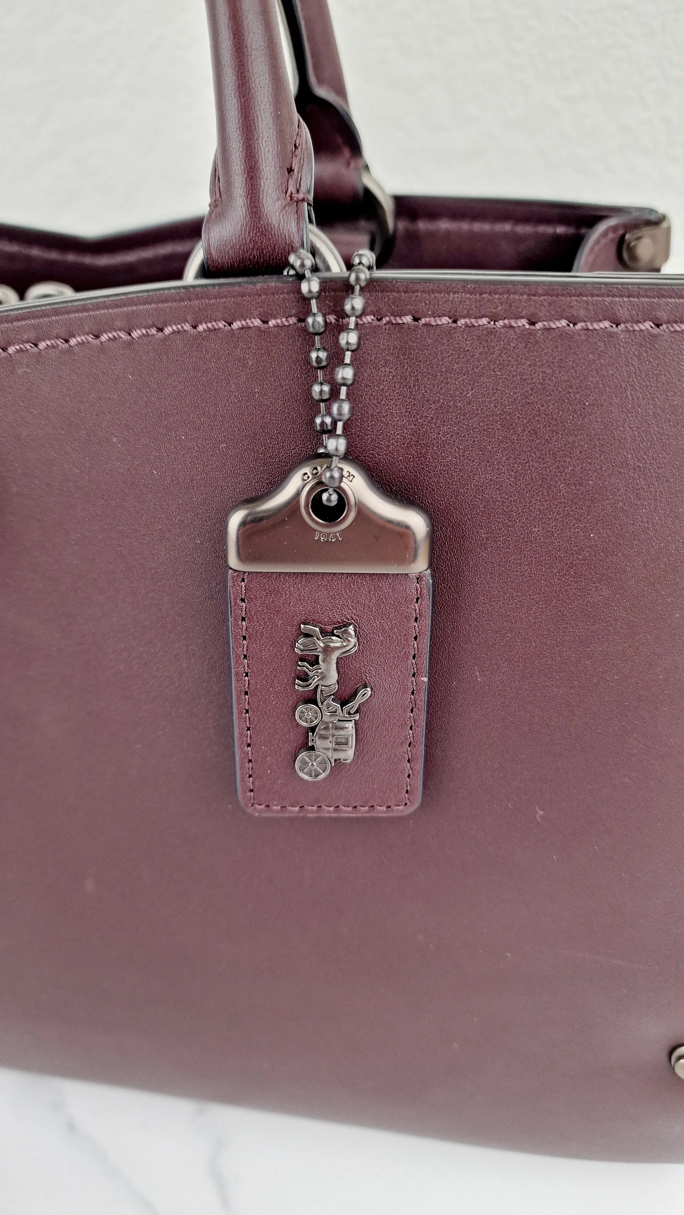 Coach Mason Carryall in Oxblood Smooth Leather with Snakeskin - Coach 38717