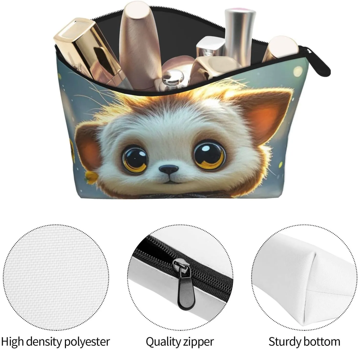 Cosmetic Bag Portable Makeup Bag Cute Animal Toiletry Bag Large Capacity Zipper Pouch Waterproof Toiletry Pouch Makeup Organizer Case for Women Men
