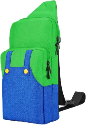 Cute Travel Bag for Nintendo Switch/Lite/OLED, Portable Small Sling Crossbody Shoulder Carrying Storage Backpack for NS Consolo, Charging Dock, Joy-Cons, Accessories (Green&Blue)