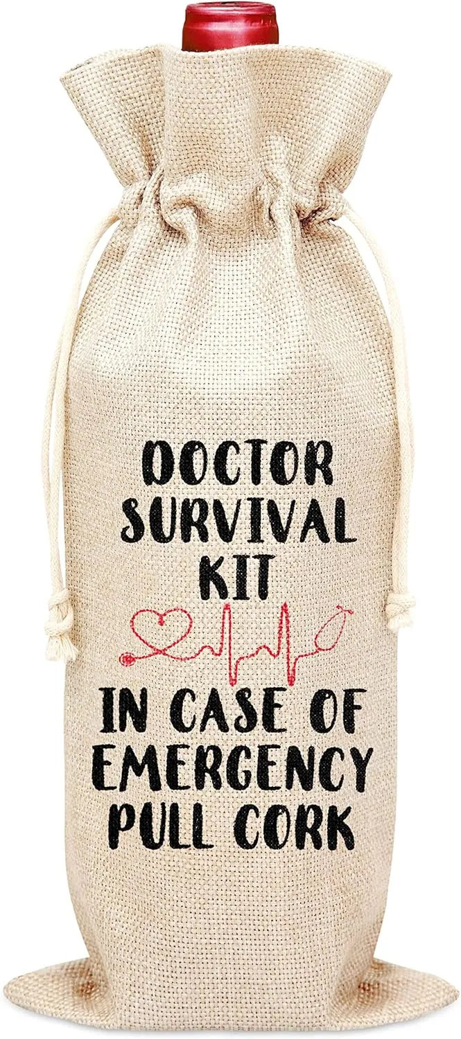 Doctor Wine Bag, Gift Bag For Doctor Appreciation, Graduation, Birthday, Colleague, Friends, 1 Pc Wine Bottle Cover Gift Bag (HC12)