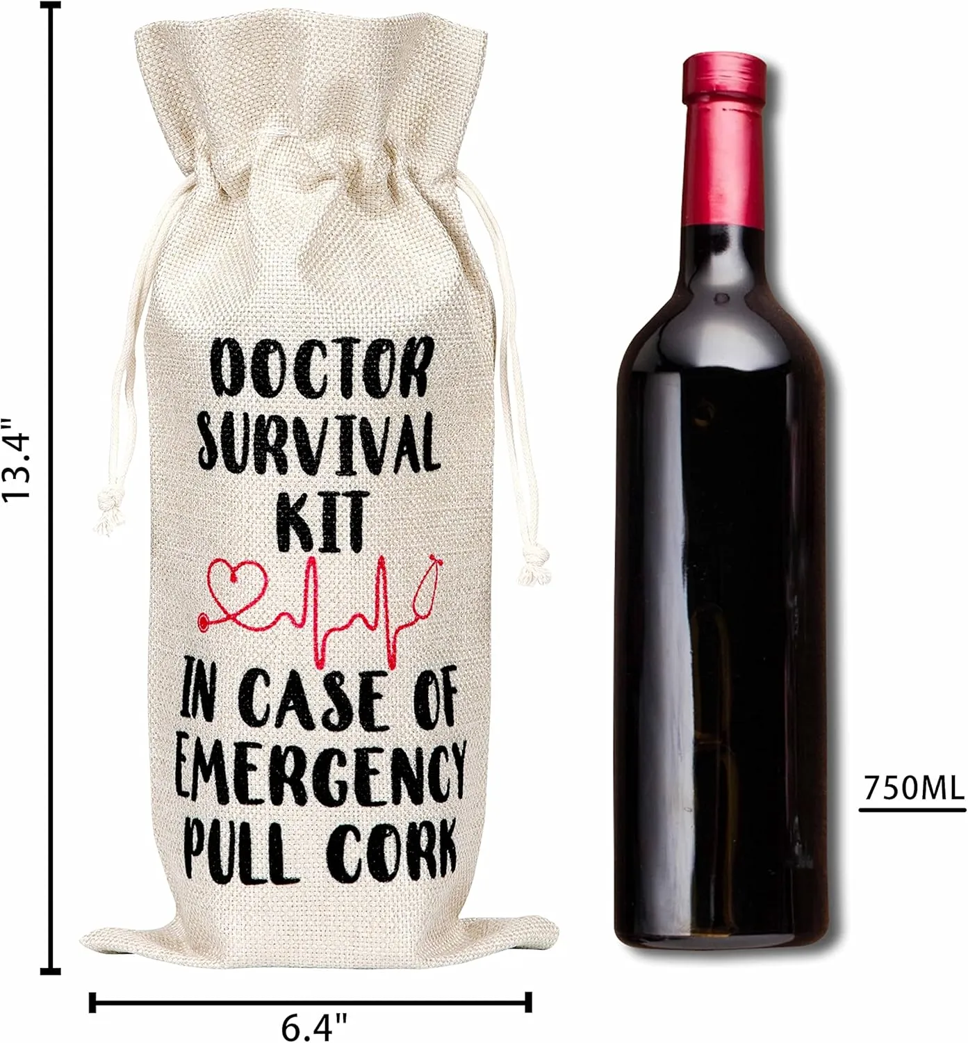 Doctor Wine Bag, Gift Bag For Doctor Appreciation, Graduation, Birthday, Colleague, Friends, 1 Pc Wine Bottle Cover Gift Bag (HC12)
