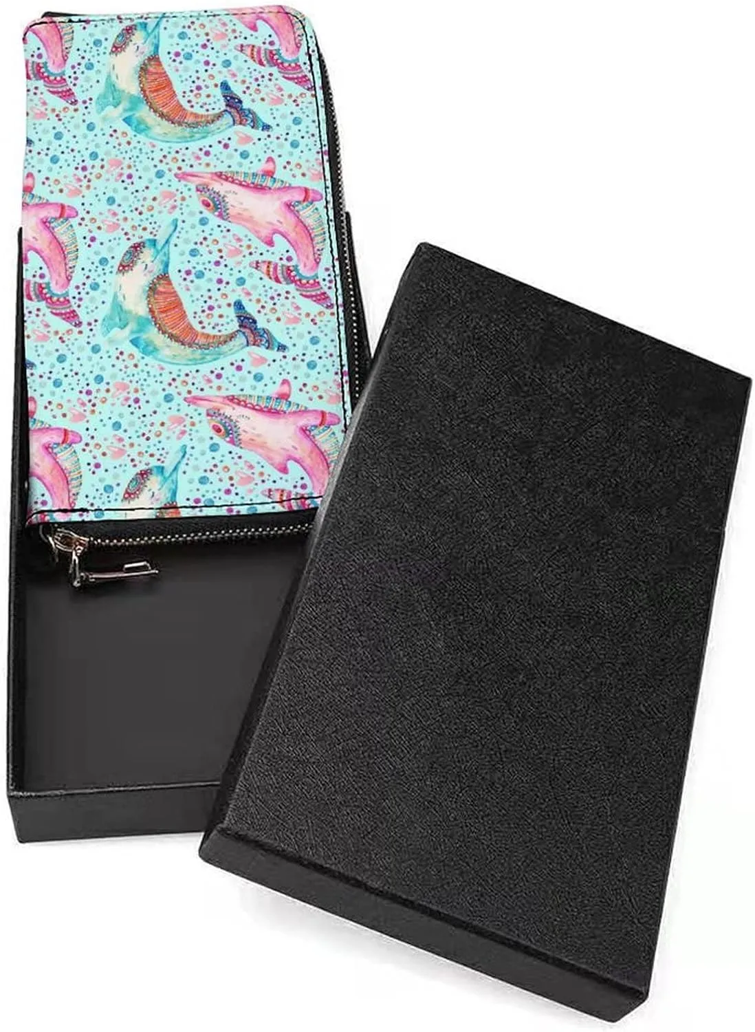 Donnapink Long Clutch Wallet, Long Handbag with Wristlet Strap, PU Leather Zip Purse