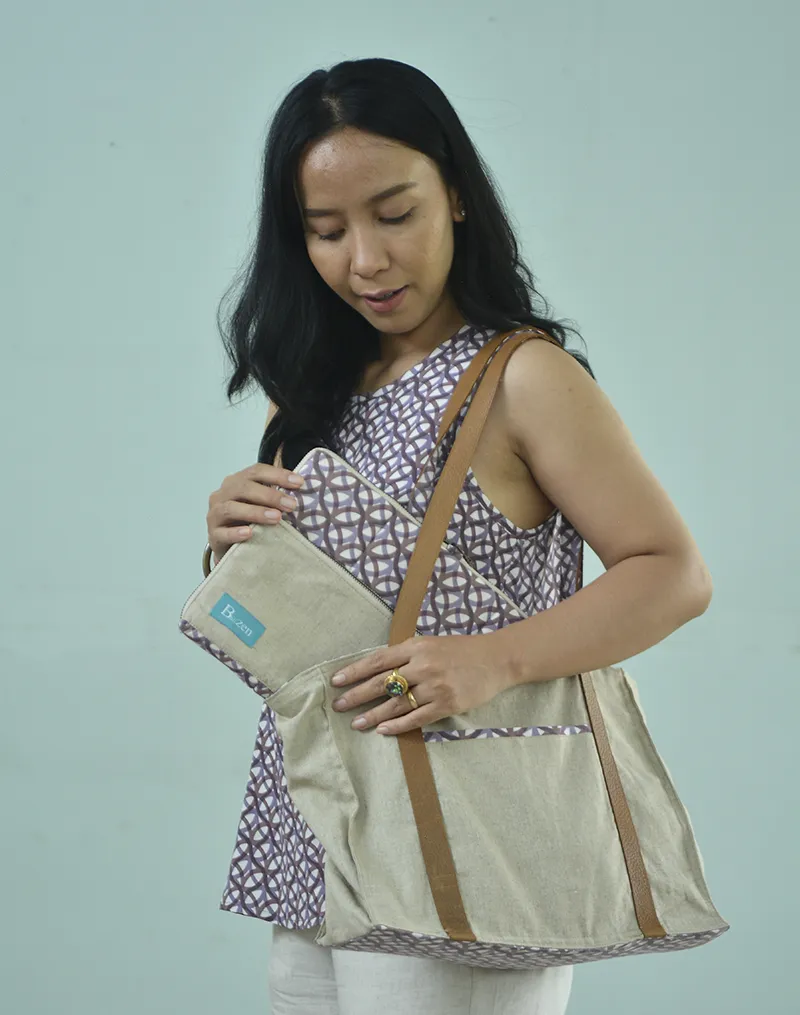 Everyday Linen and Mocha Tote - Sale Homewares