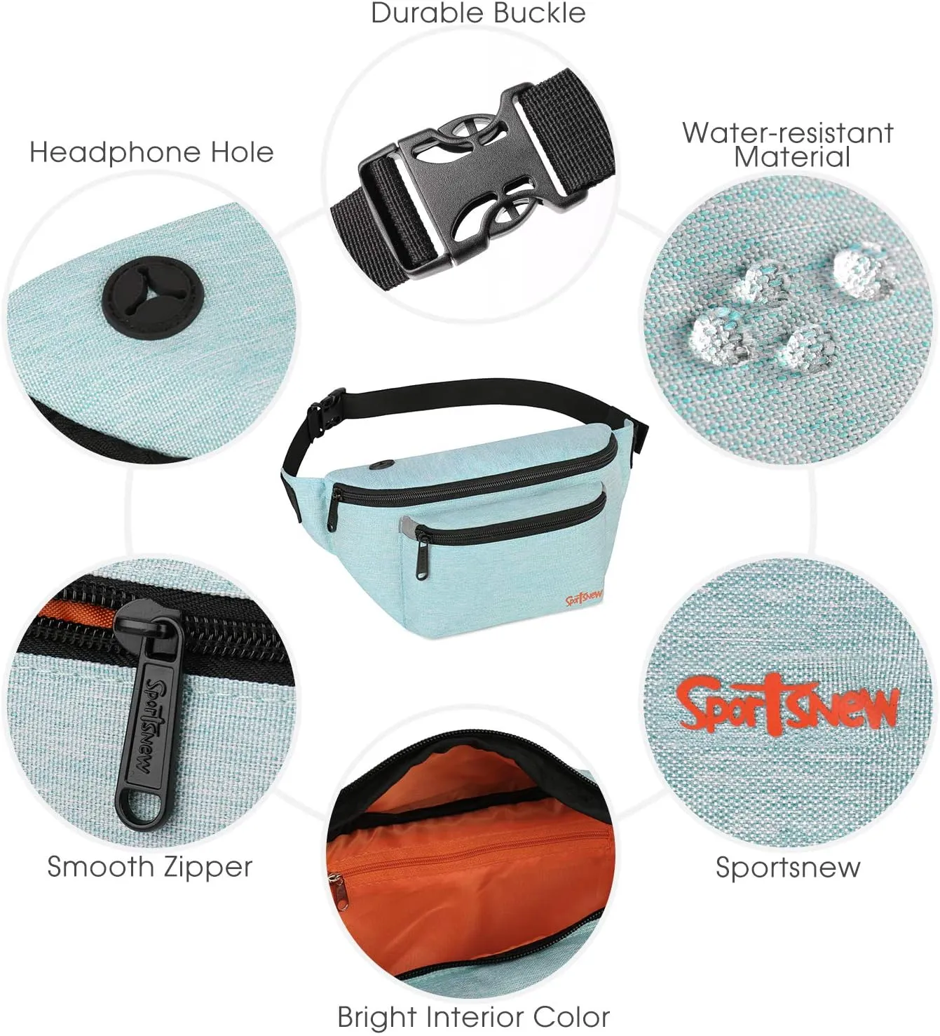 Fanny Pack for Men Women - Waist Bag Pack - Lightweight Belt Bag for Travel Sports Hiking