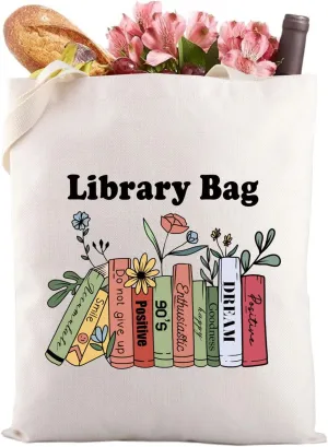 Gzrlyf Library Canvas Tote Bag Bookworm Gift Book Lover Shopping Bag Bookworm Tote Bag Book Lover Bag Librarian Tote Bag