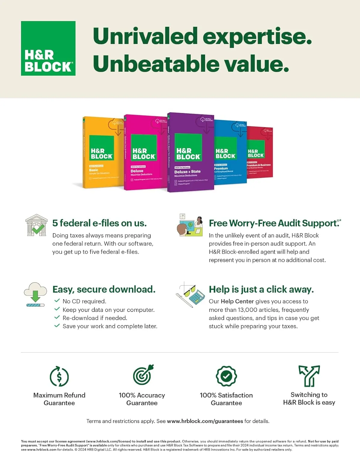 H&R Block Tax Software Premium 2024 Win/Mac with Refund Bonus Offer (Amazon Exclusive) [PC/Mac Online Code]