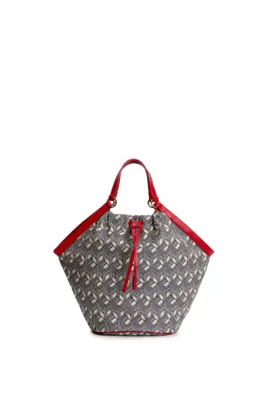 Hand Bag - Navy/Off-White/Red