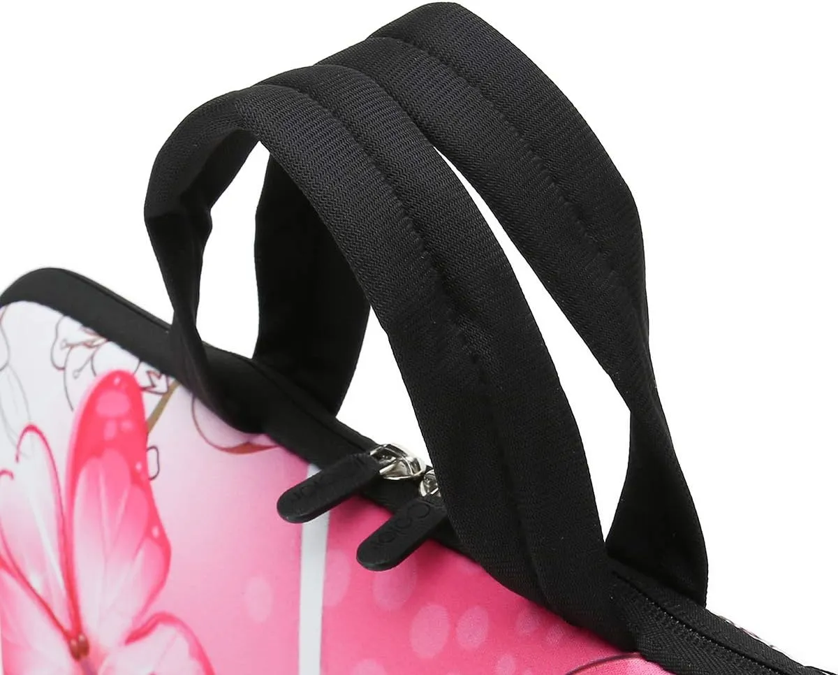 iColor 9.7 10 10.1 10.2 inch Neoprene Tablet Bag Carring Case Sleeve Cover with Handle for 9.7 to 10.2 Inch Laptops/Notebook/ebooks/Kids Tablet/Apple ipad Pink Butterfly ICB10-10