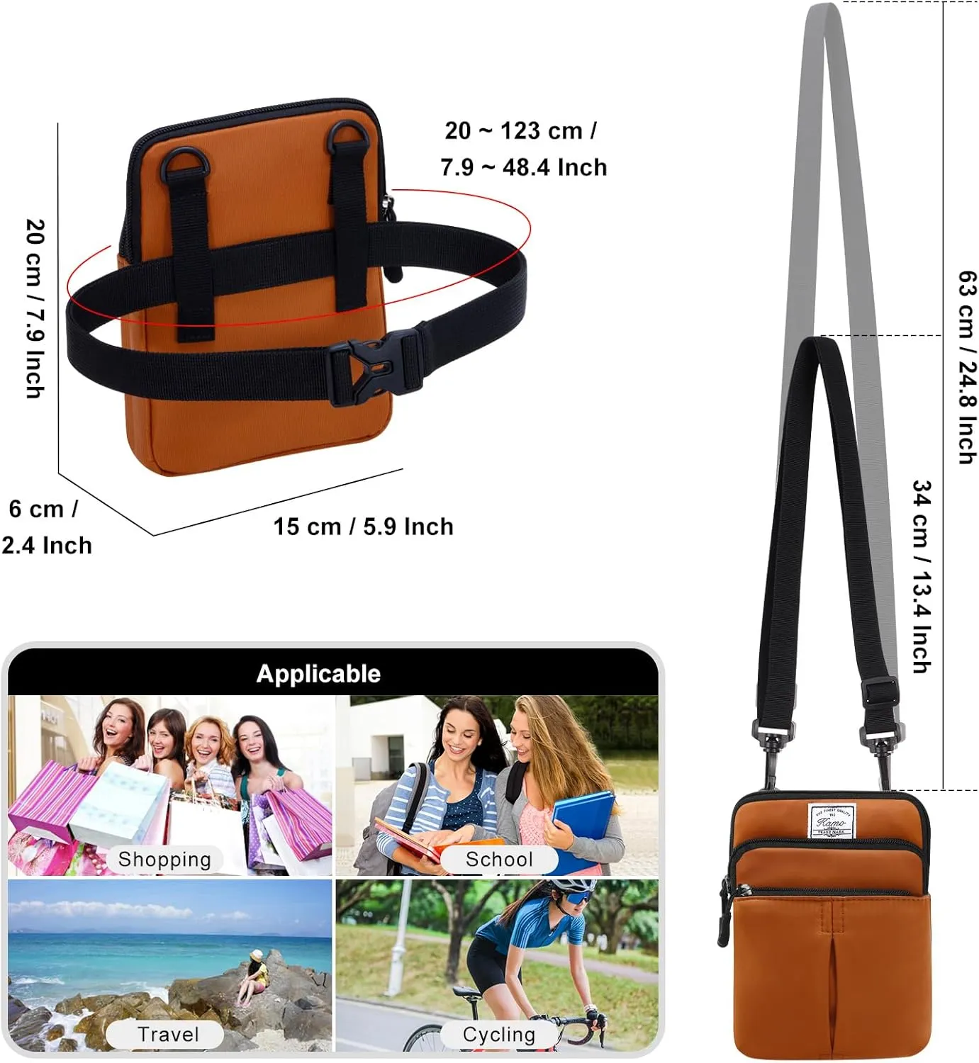 KAMO Multifunction Phone Waist Bag - Diagonal Crossbody Purse for Women & Men