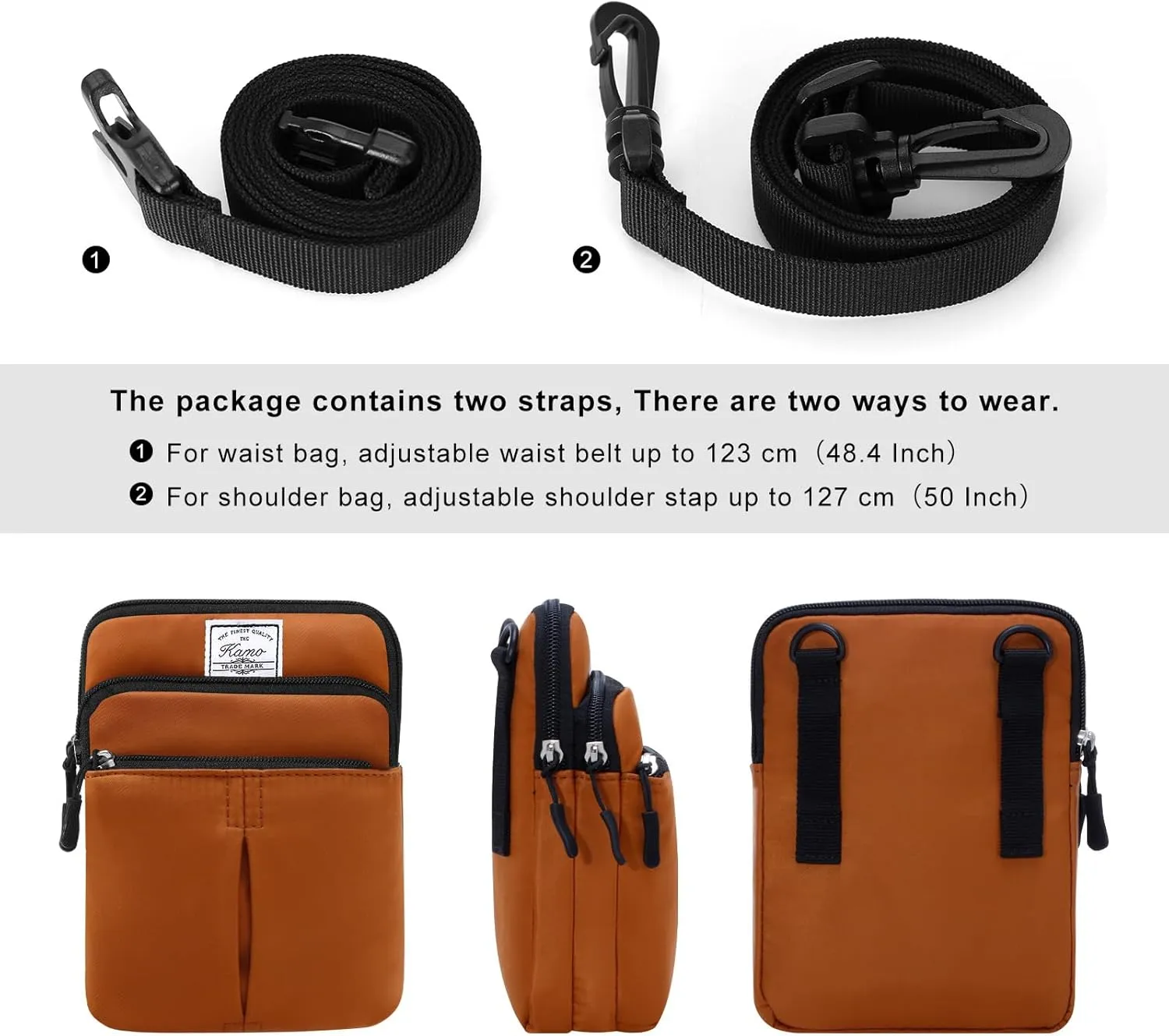 KAMO Multifunction Phone Waist Bag - Diagonal Crossbody Purse for Women & Men