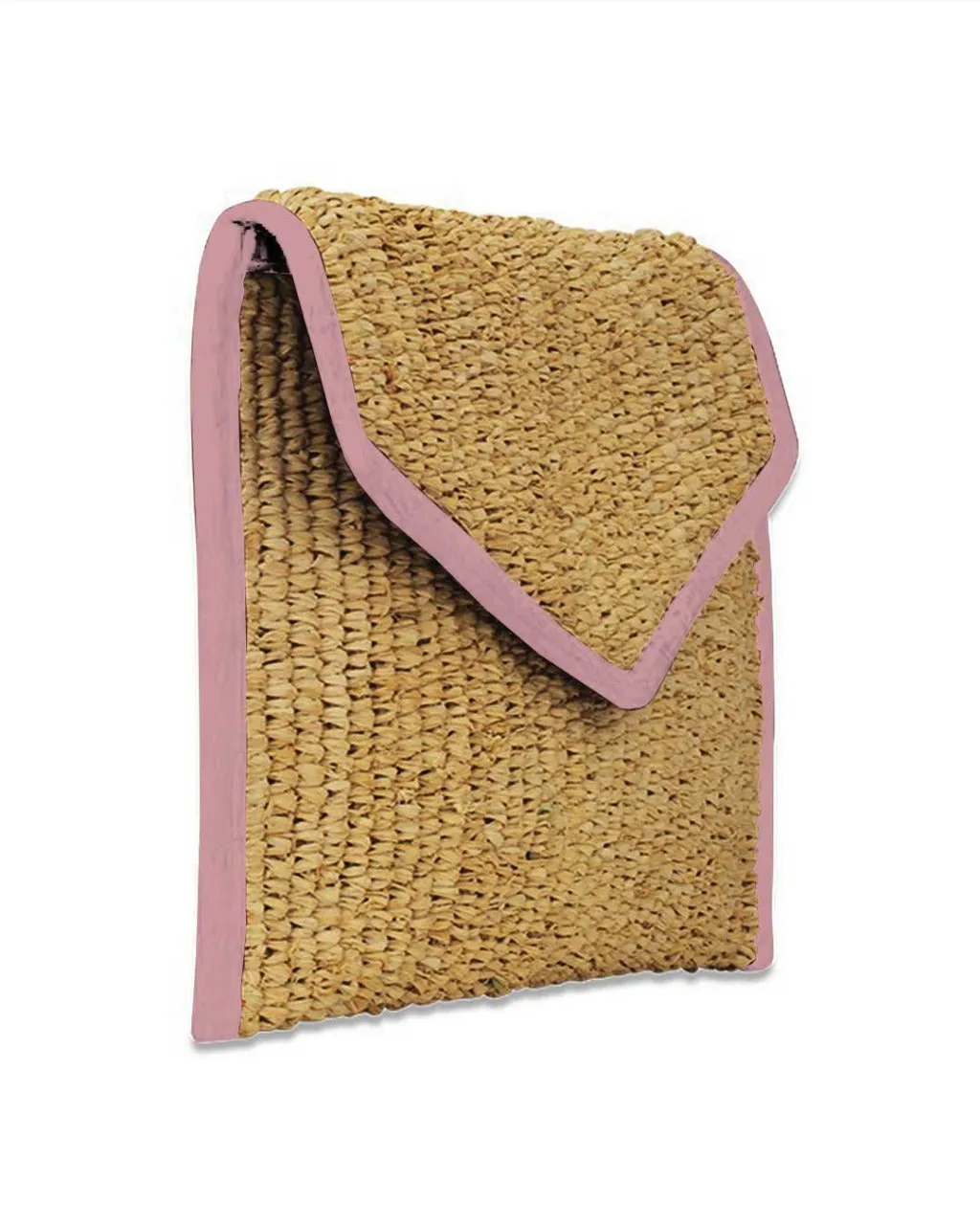 LADY RAFFIA ENVELOPE CLUTCH | BUBBLE GUM