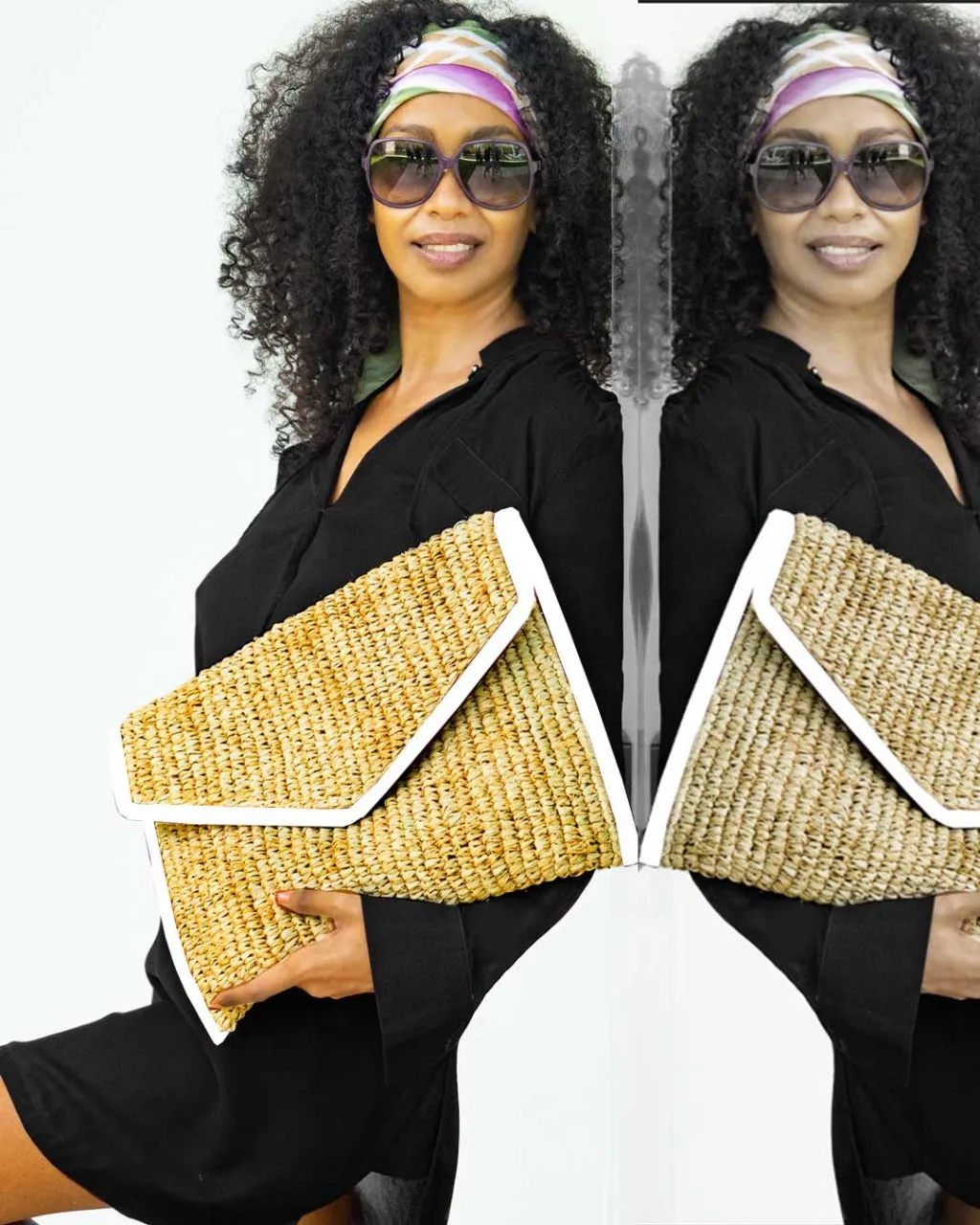 LADY RAFFIA ENVELOPE CLUTCH | WHITE