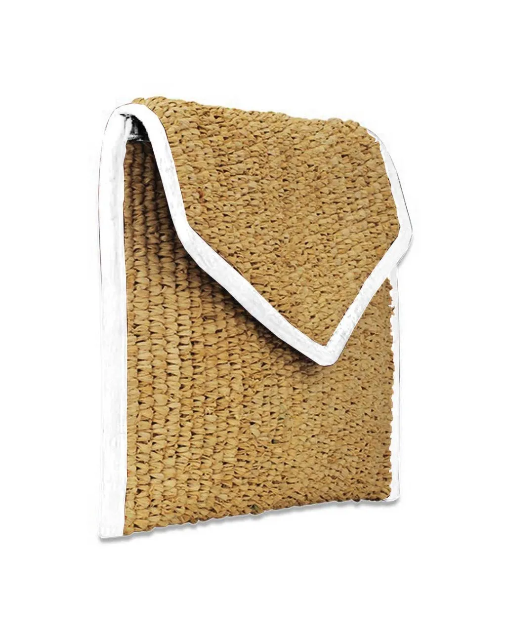 LADY RAFFIA ENVELOPE CLUTCH | WHITE