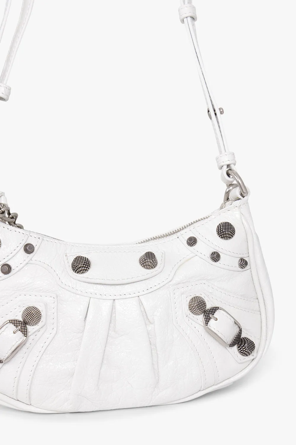 LE CAGOLE MINI BAG CROC EMBOSSED | WHITE/SILVER