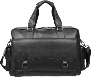 Leather Holdall Laptop Bag, Full-Leather, Black, Sports, Weekend, Travel, Duffle, Cabin Size Bag, Black, M, Medium Size Leather Holdall Travel Duffle