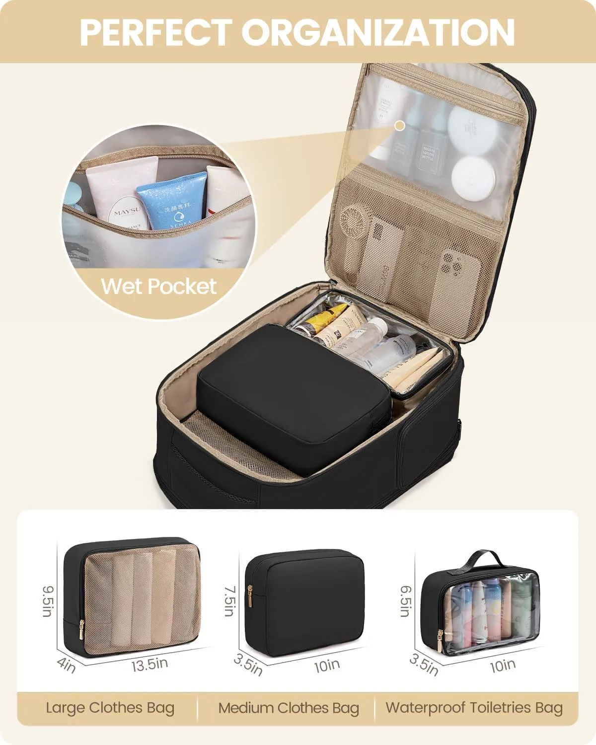 LOVEVOOK Travel Backpack for Women with Shoe Compartment, Puffer Carry on Backpack Flight Approved 40L Personal Item Travel Bag Fits 17inch Laptop, Waterproof Lightweight Bags with 3 Packing Cubes