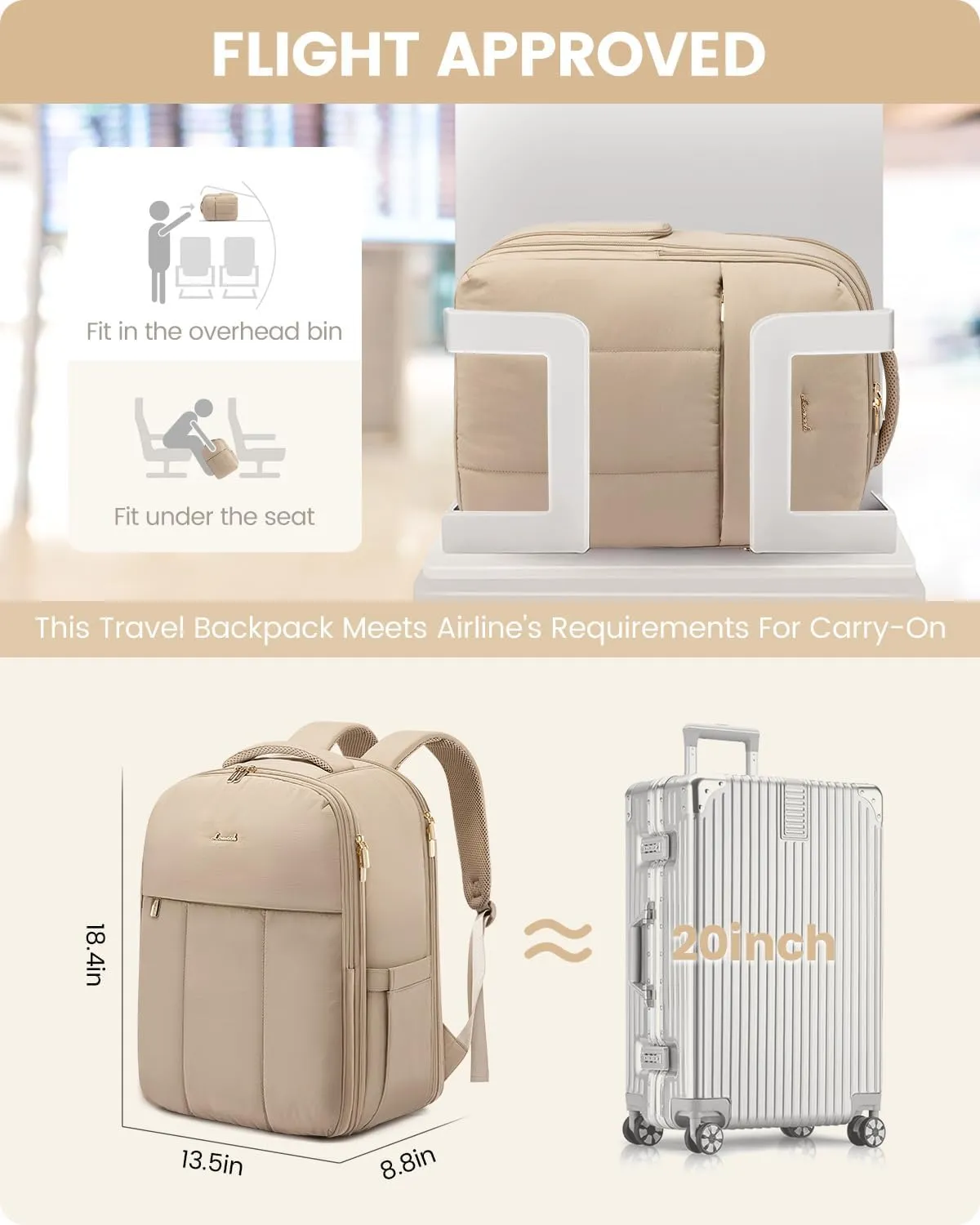 LOVEVOOK Travel Backpack for Women with Shoe Compartment, Puffer Carry on Backpack Flight Approved 40L Personal Item Travel Bag Fits 17inch Laptop, Waterproof Lightweight Bags with 3 Packing Cubes