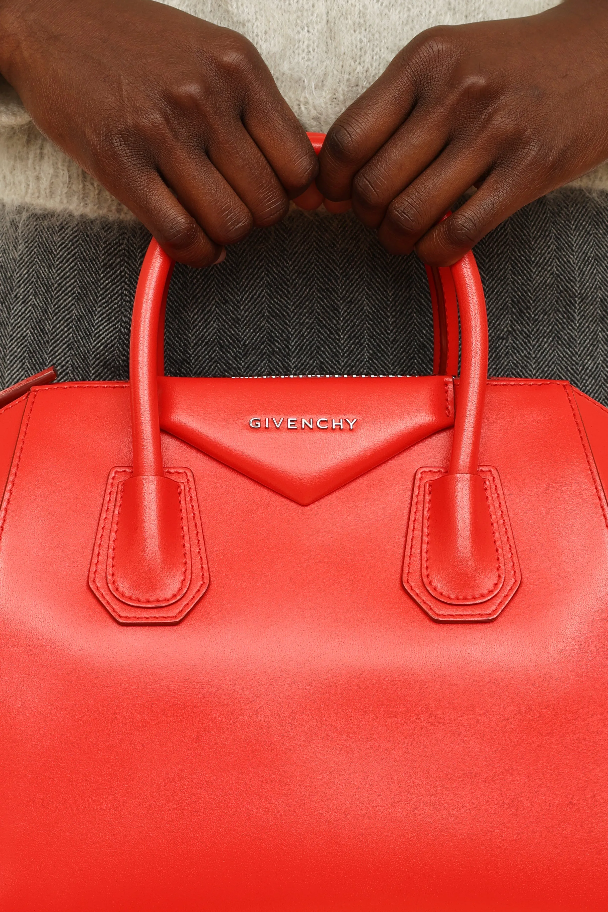 Red Leather Antigona Bag