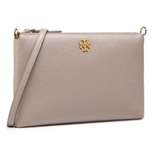 Tory Burch Kira Pabbled Top-Zip Crossbody 61385 Gray Heron