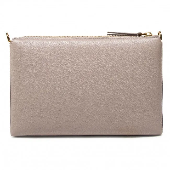 Tory Burch Kira Pabbled Top-Zip Crossbody 61385 Gray Heron